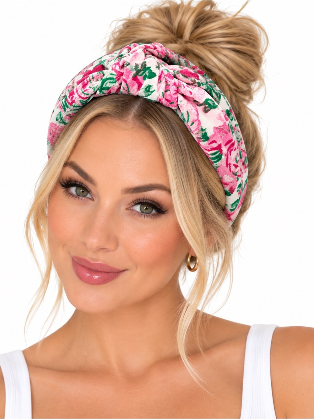 Floral Pink Knotted Headband